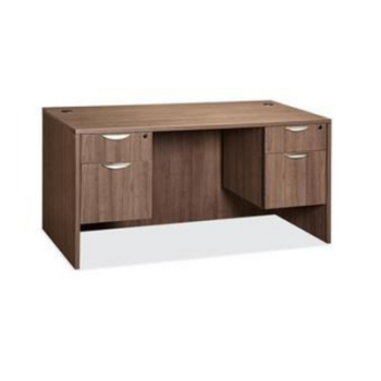 brown desk with drawers
